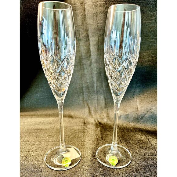 WATERFORD Merilee Toasting Flutes NIB, Never Used! Wedding Engagement Celebrate - Picture 8 of 9